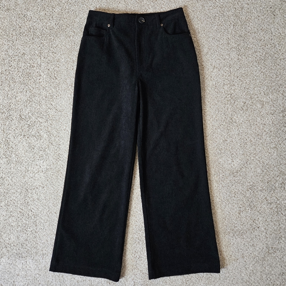 7 for All Mankind Women's Wide Leg Crop Corduroy Pants Black Size XS